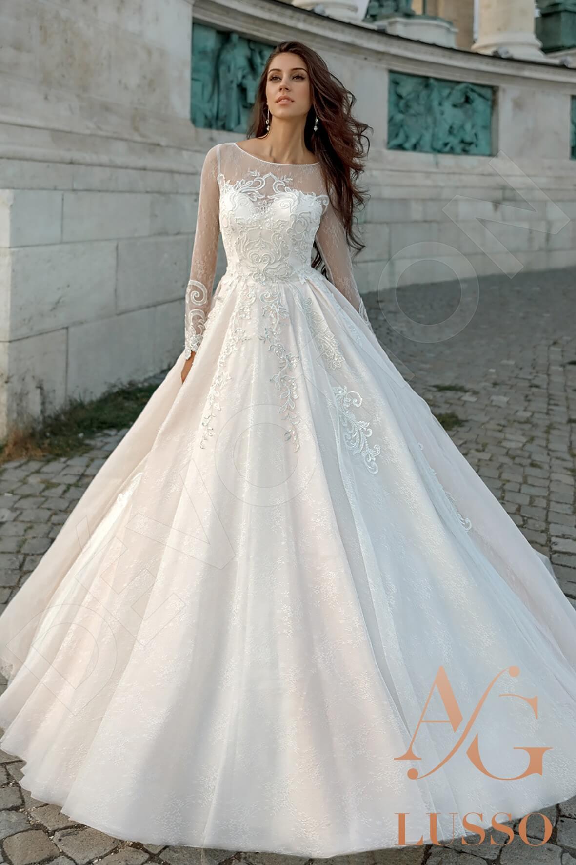 Jizzie Full back Princess/Ball Gown Long sleeve Wedding Dress Front