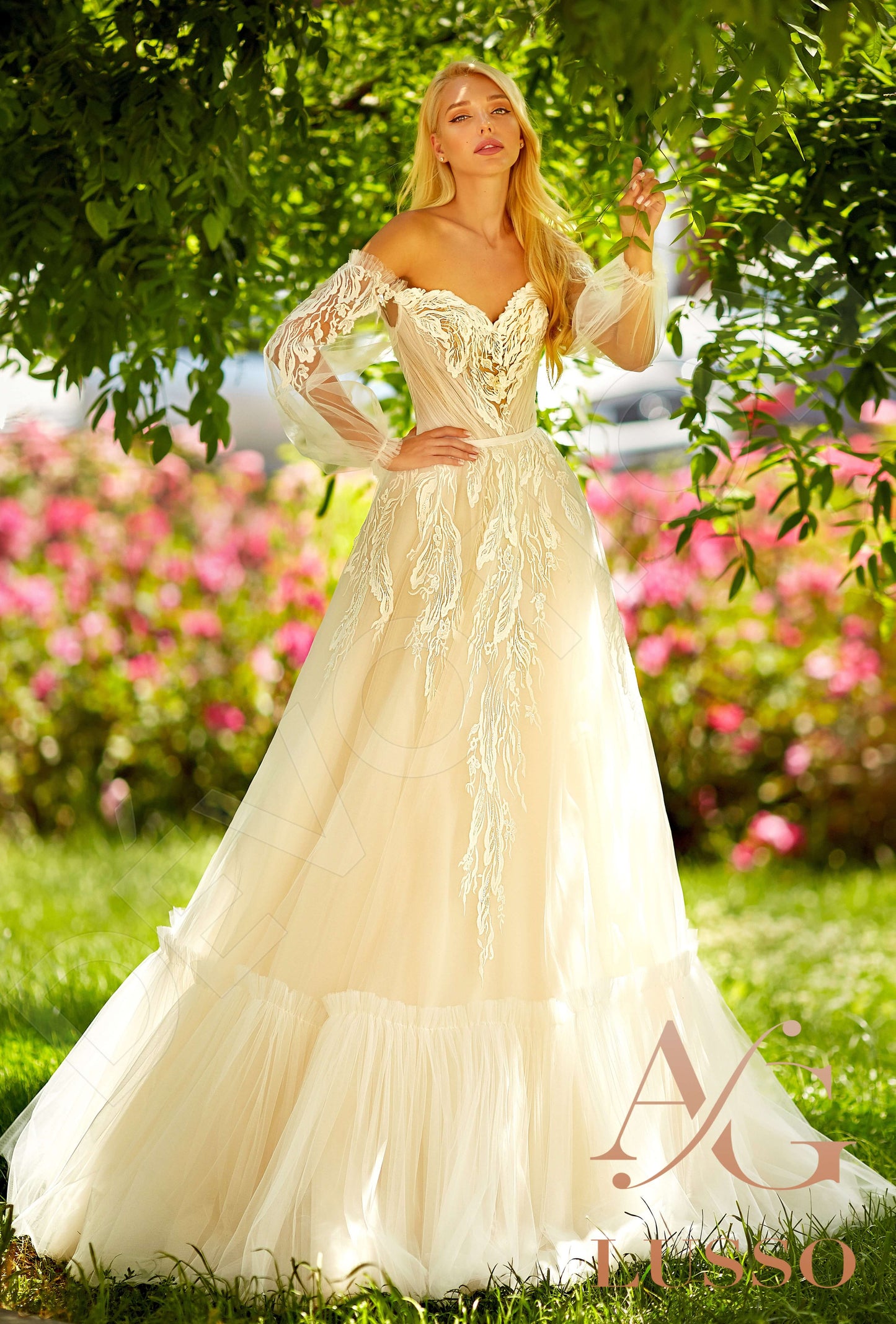 Dorothy Open back A-line Long sleeve Wedding Dress Front