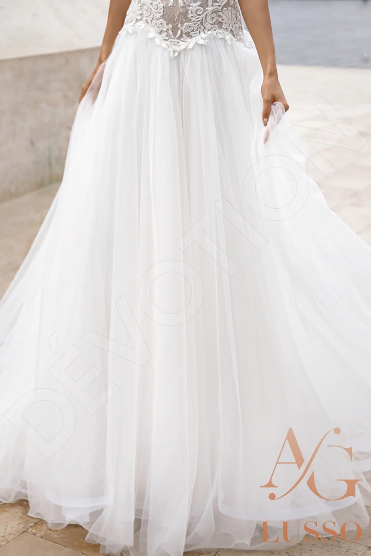 Karlyn A-line Illusion Ivory Wedding dress