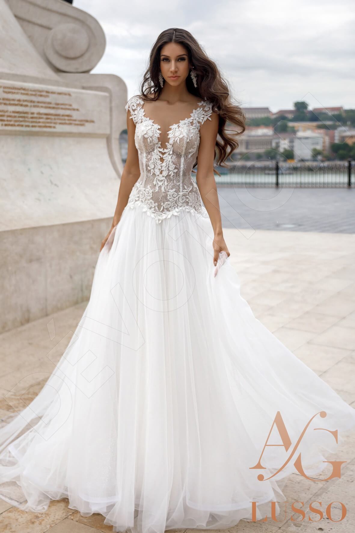 Karlyn Full back A-line Sleeveless Wedding Dress Front