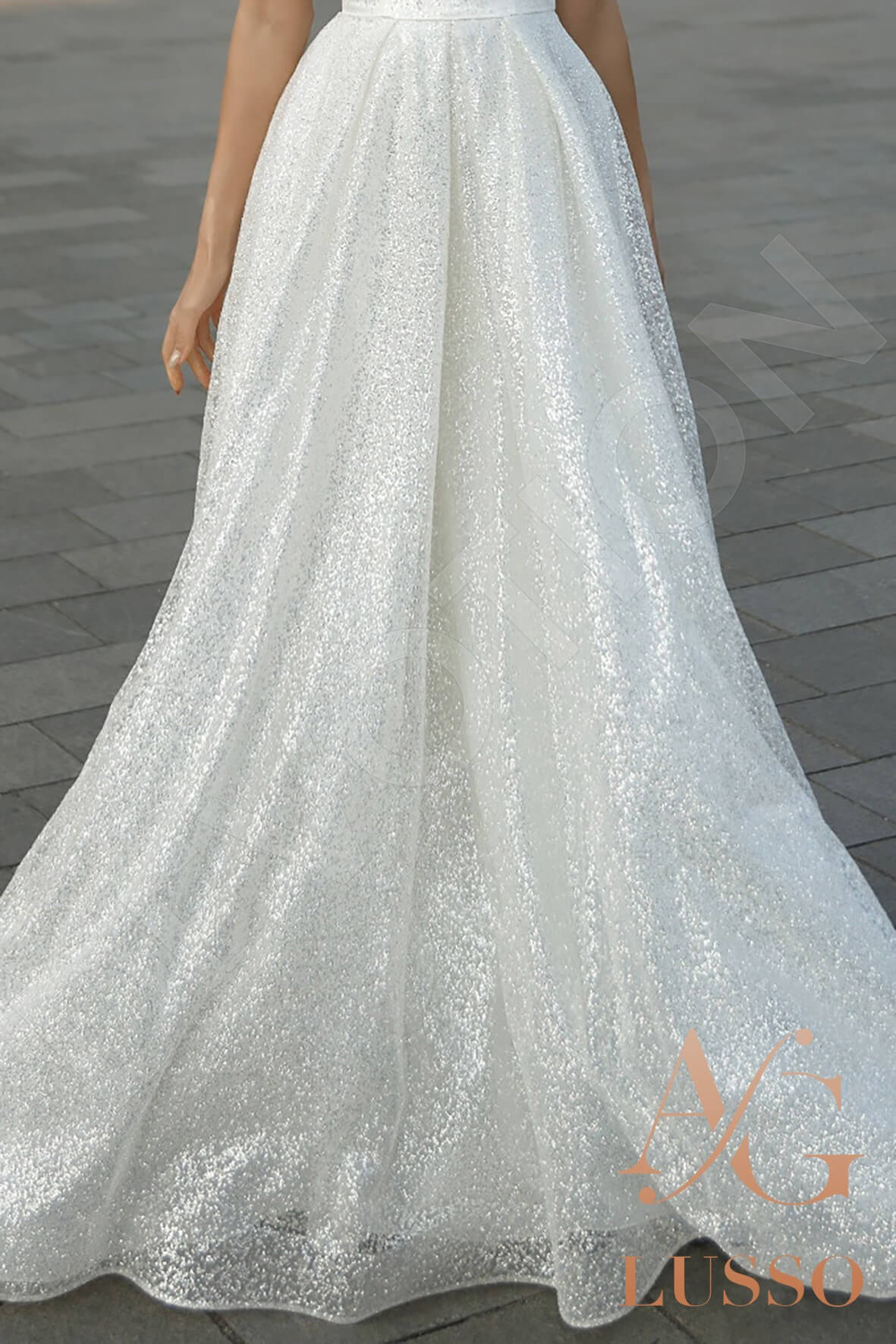 Libby A-line Off-shoulder/Drop shoulders Ivory Silver Wedding dress