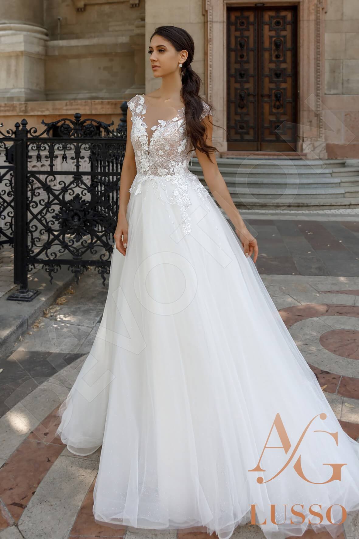 Mabely A-line Illusion Ivory Wedding dress