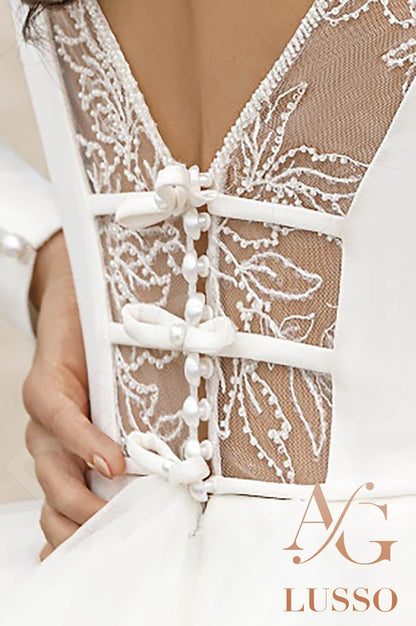 Makara Open back A-line Long sleeve Wedding Dress 6