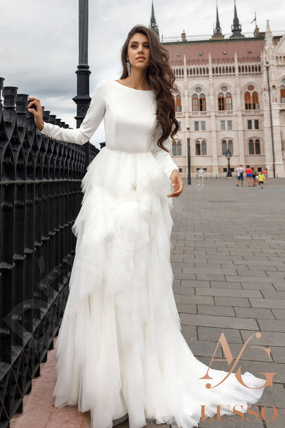 Makara Open back A-line Long sleeve Wedding Dress Front