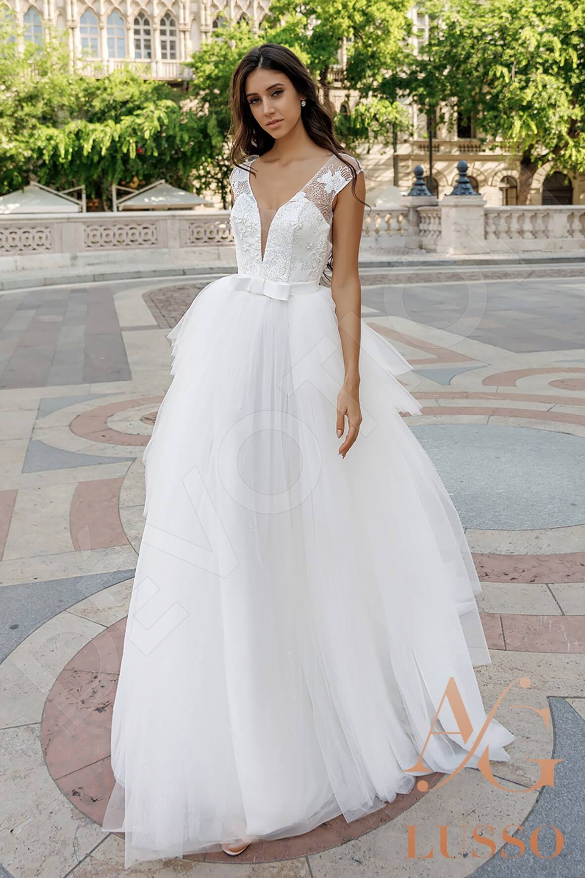 Marlis Open back A-line Sleeveless Wedding Dress Front