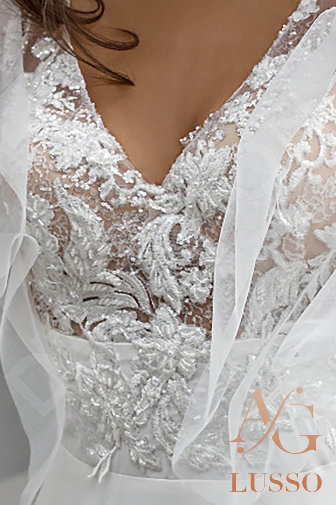 Paisley A-line V-neck Ivory Wedding dress