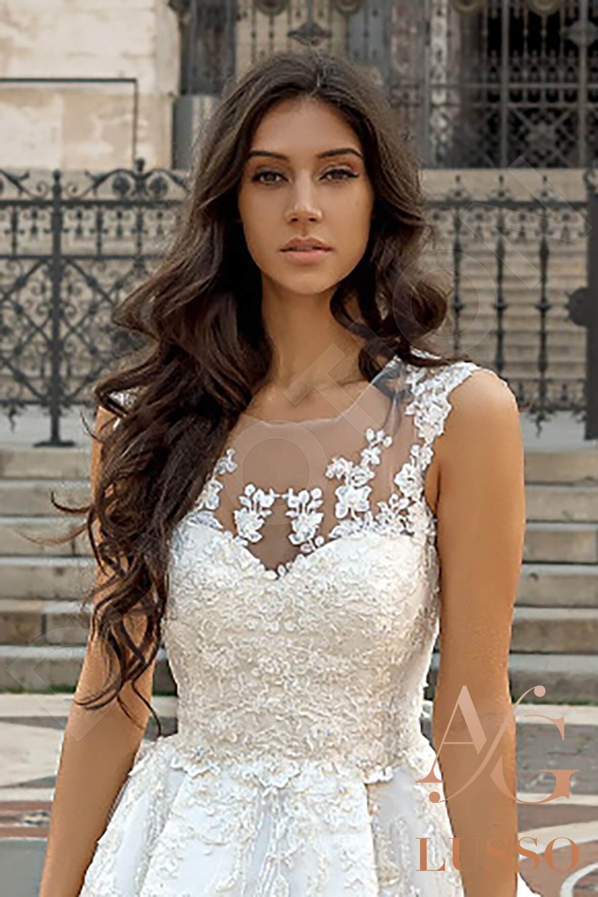 Ridley A-line Jewel Ivory Wedding dress