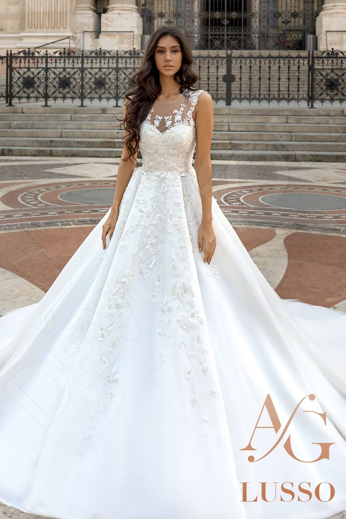 Ridley A-line Jewel Ivory Wedding dress