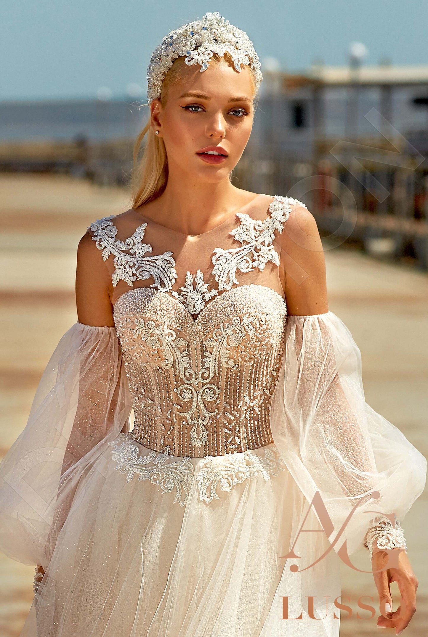 Norma Open back A-line Long sleeve Wedding Dress 4