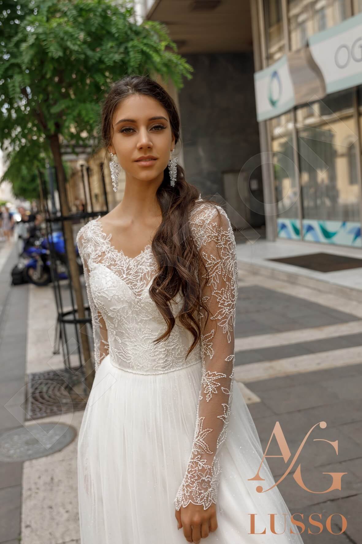 Vilma A-line V-neck Ivory Wedding dress