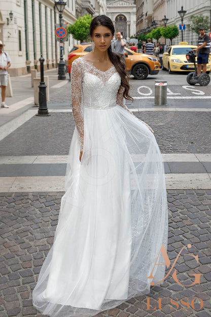 Vilma Open back A-line Long sleeve Wedding Dress Front