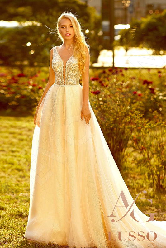 Ollanta A-line Illusion Caramel Wedding dress