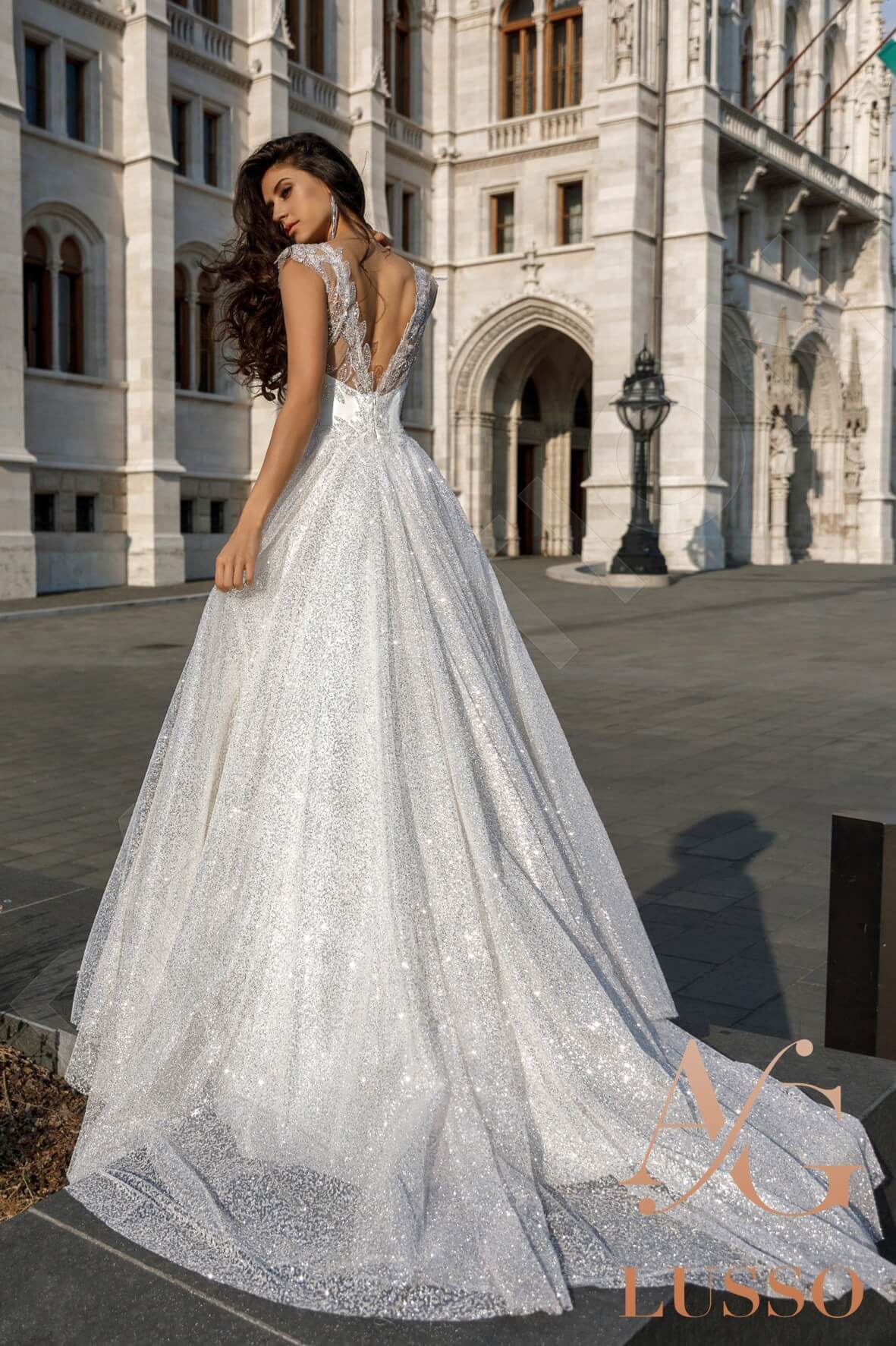 Xael A-line V-neck Silver Wedding dress