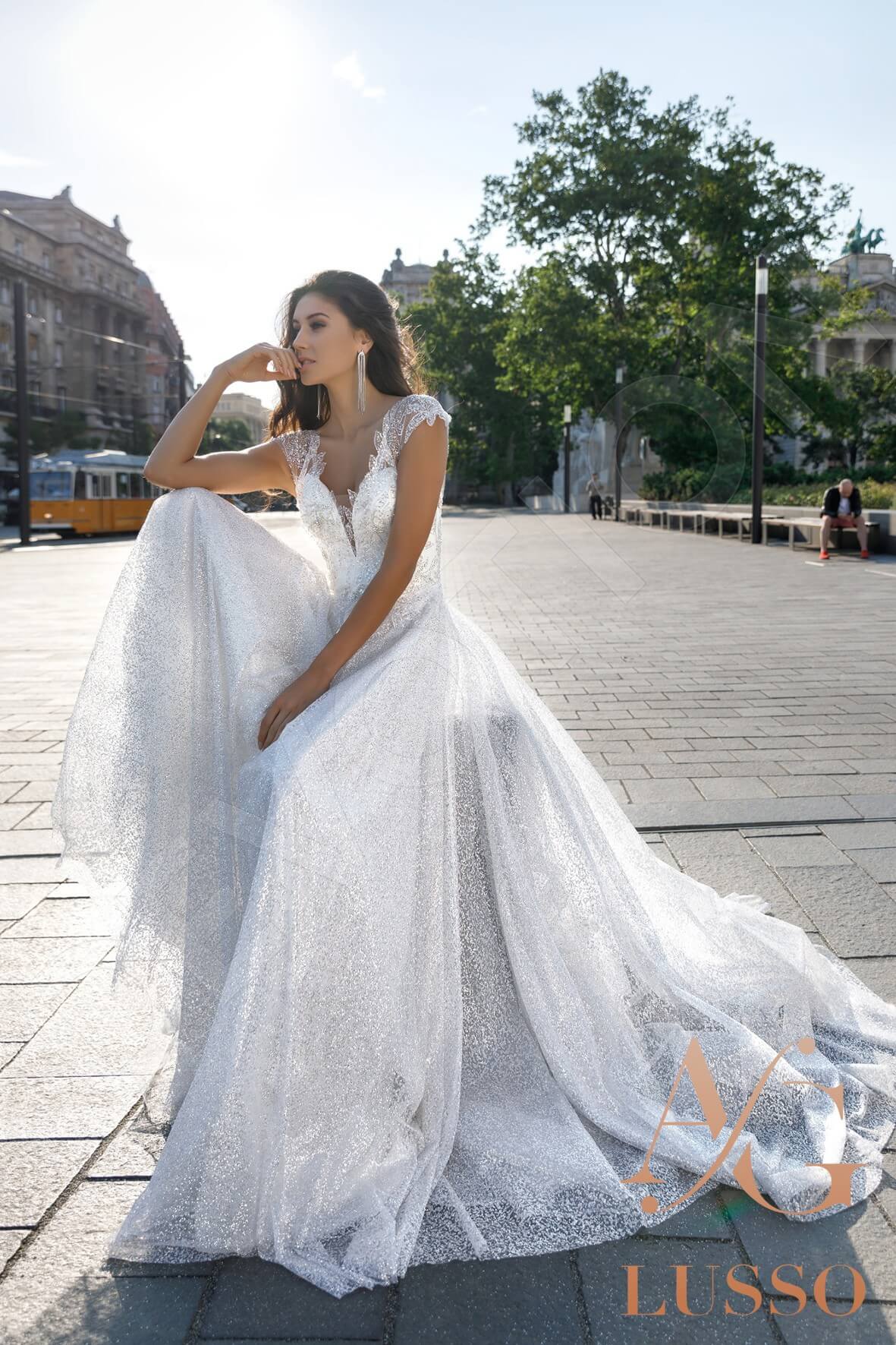 Xael A-line V-neck Silver Wedding dress