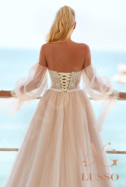 Sandy Open back A-line Long sleeve Wedding Dress 3