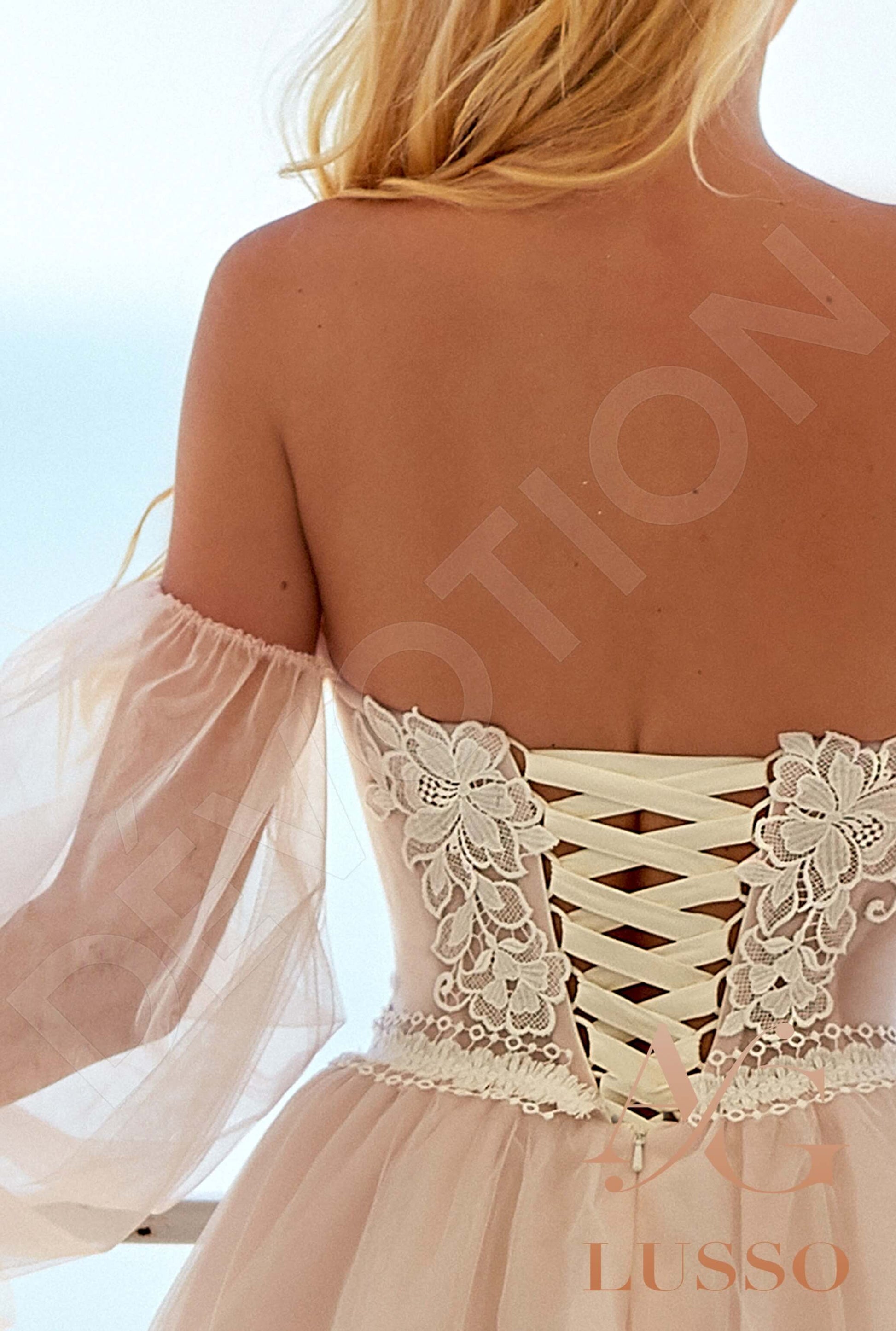 Sandy A-line Off-shoulder/Drop shoulders Lightpink Milk Wedding dress