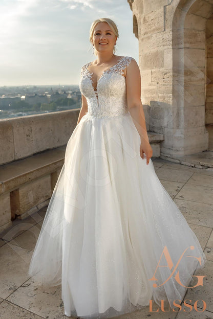 Quinn Full back A-line Sleeveless Wedding Dress Front