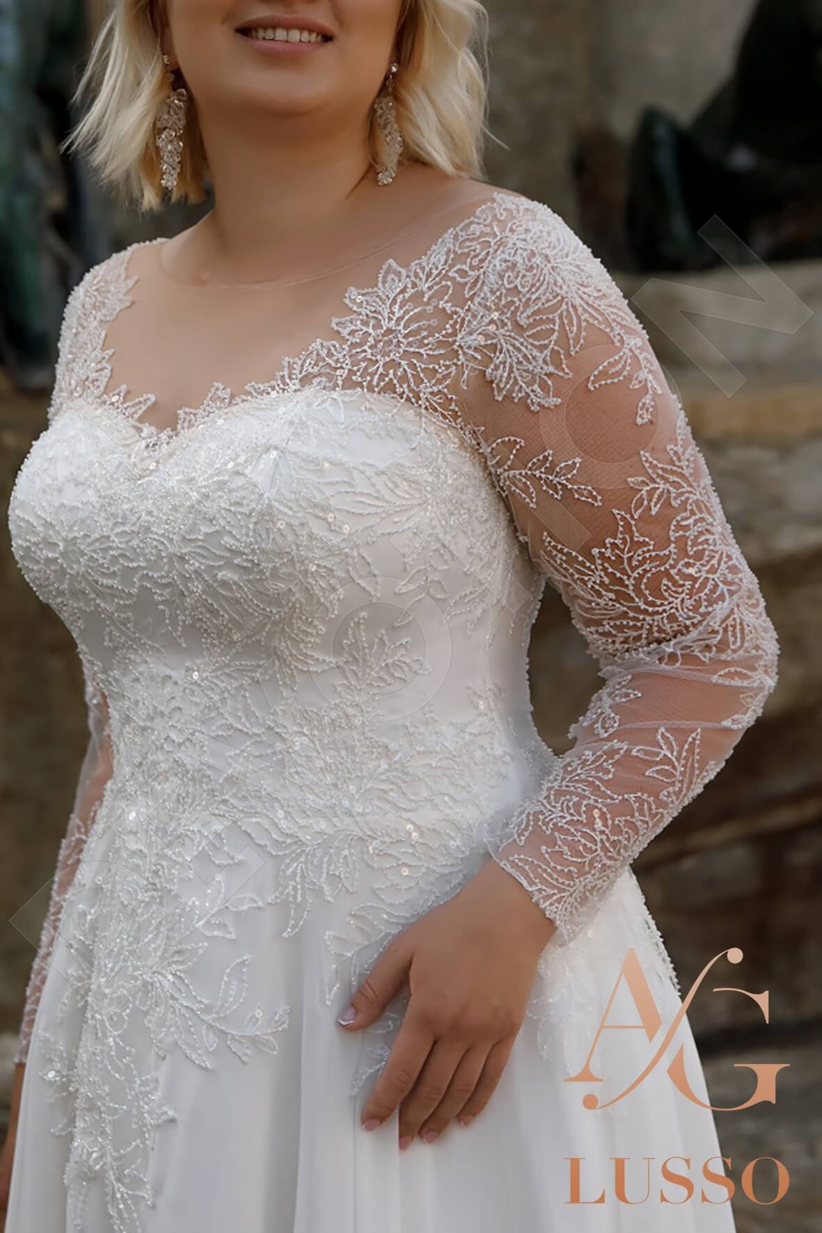 Vales A-line Illusion Ivory Wedding dress