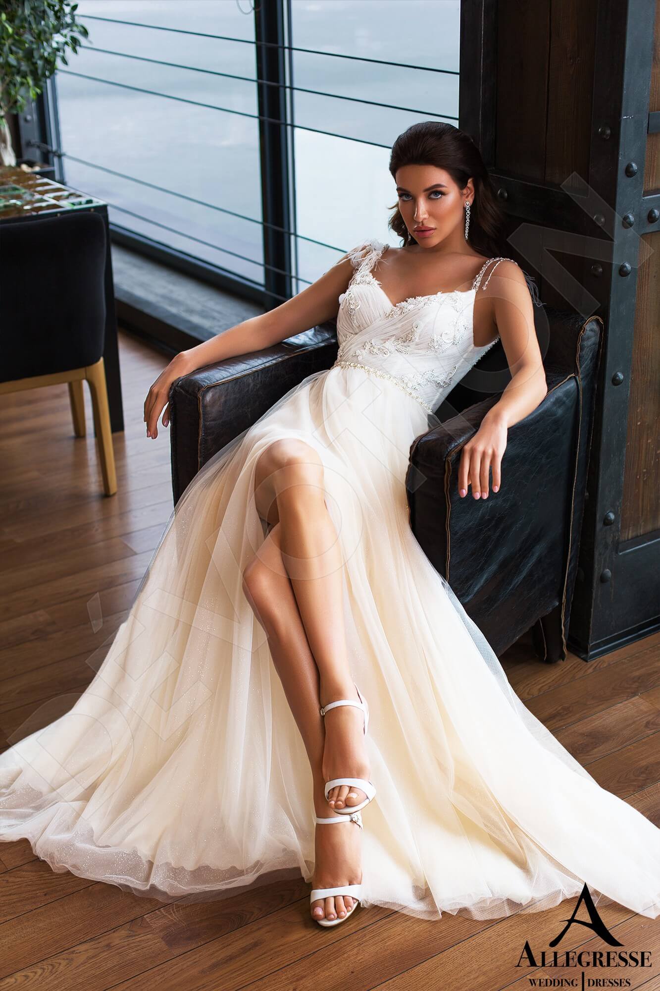 Maxima Open back A-line Straps Wedding Dress 4