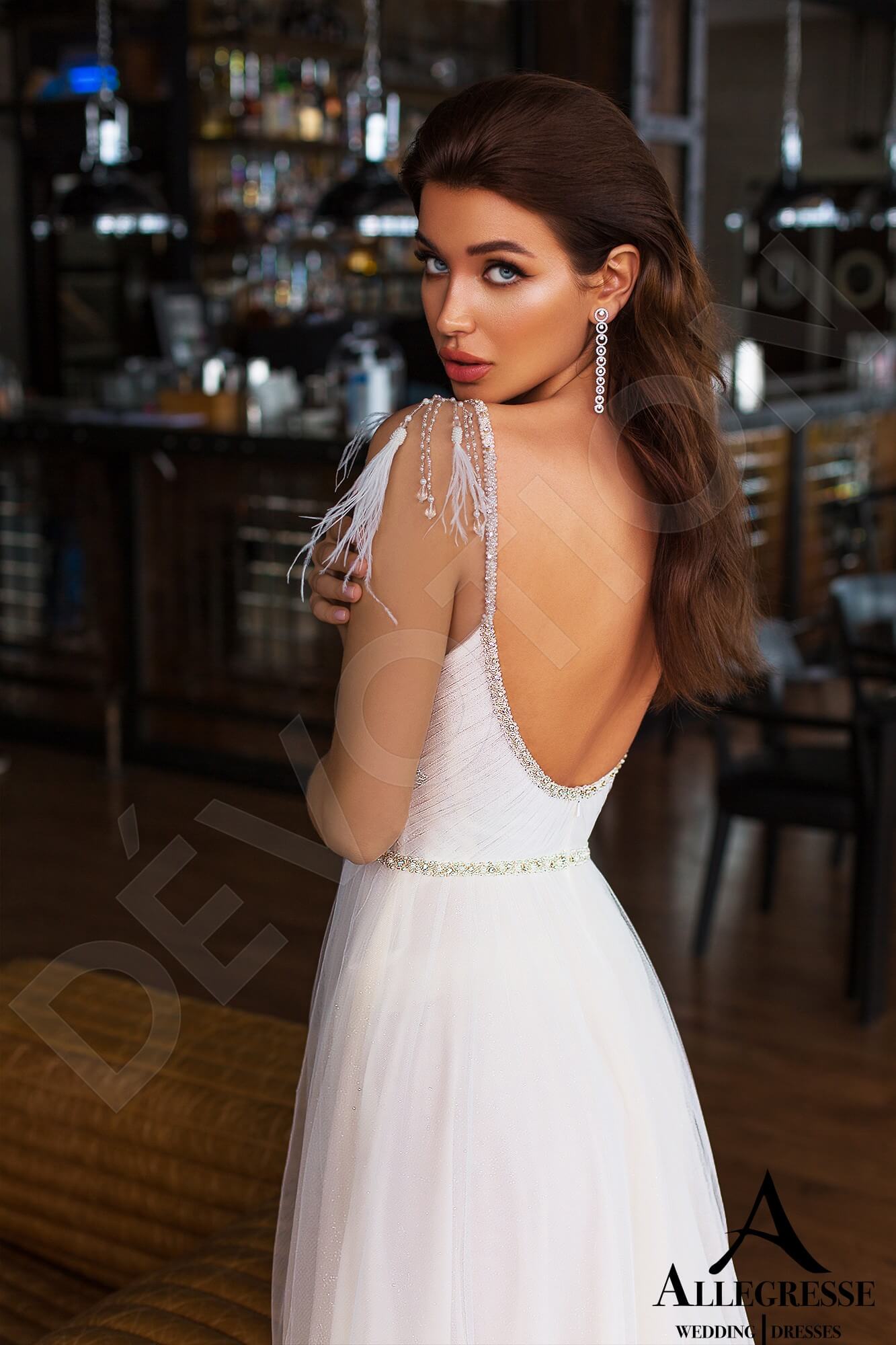 Maxima A-line V-neck Milk Nude Wedding dress
