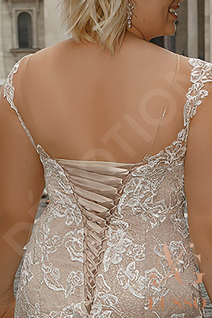 Lettie Open back Sheath/Column 3/4 sleeve Wedding Dress 7