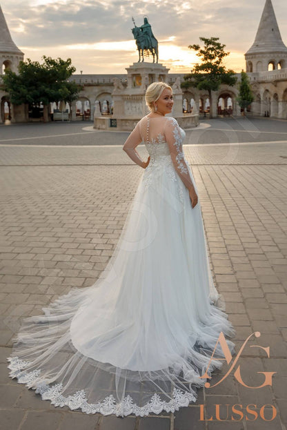 Henriette Full back A-line Long sleeve Wedding Dress Back