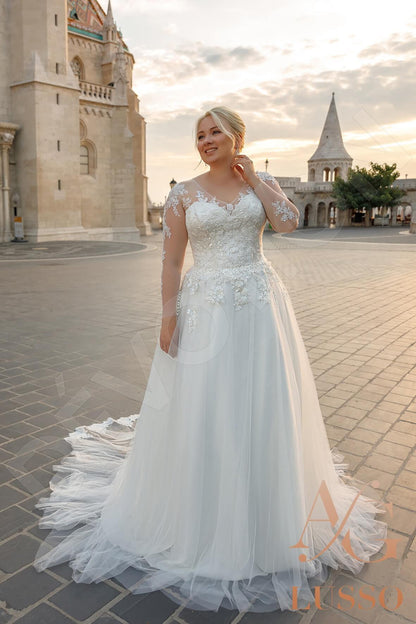 Henriette Full back A-line Long sleeve Wedding Dress 5