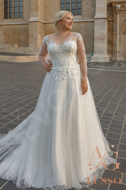 Henriette Full back A-line Long sleeve Wedding Dress Front