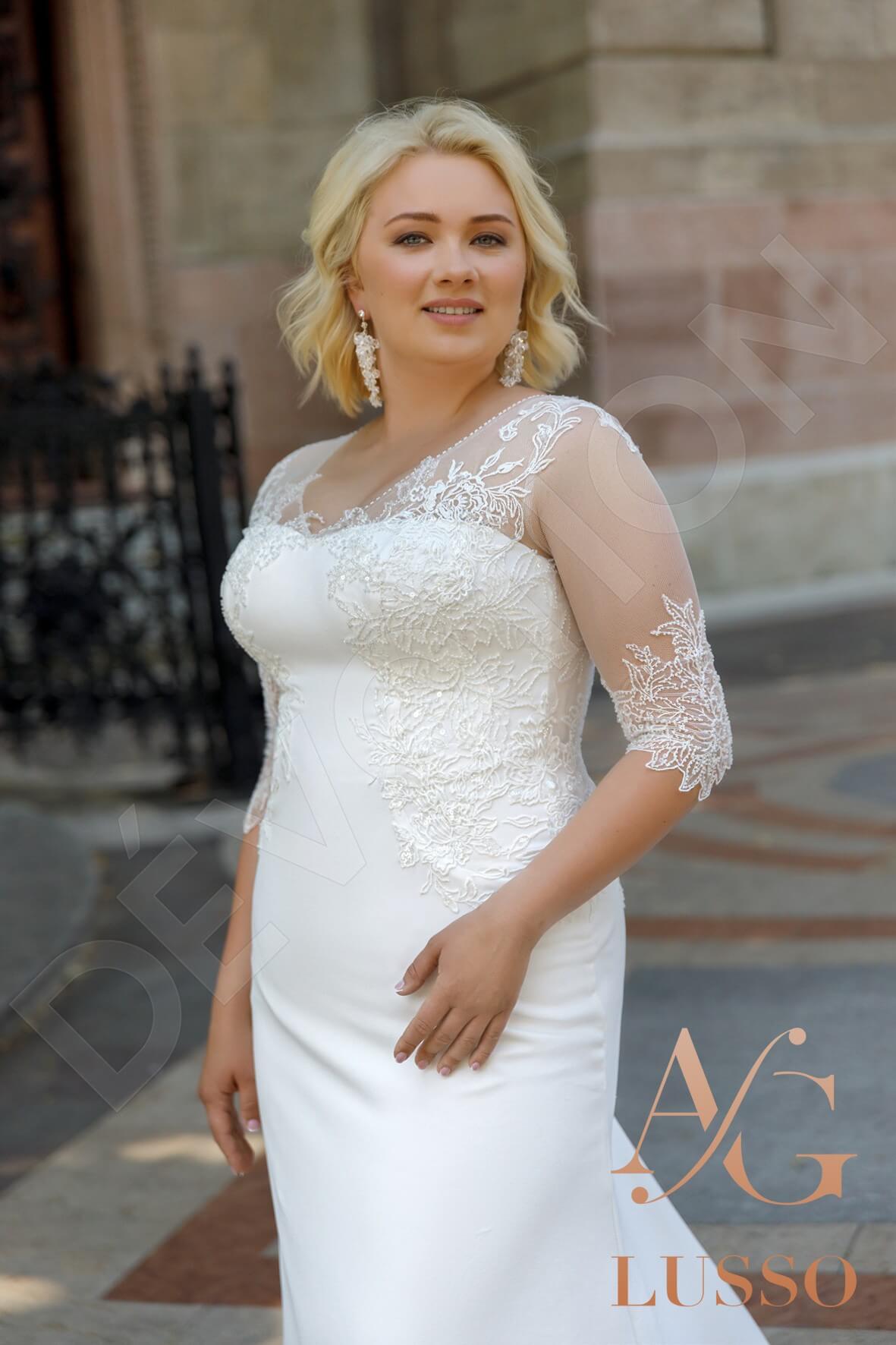 Alanis Full back Sheath/Column Half sleeve Wedding Dress 4