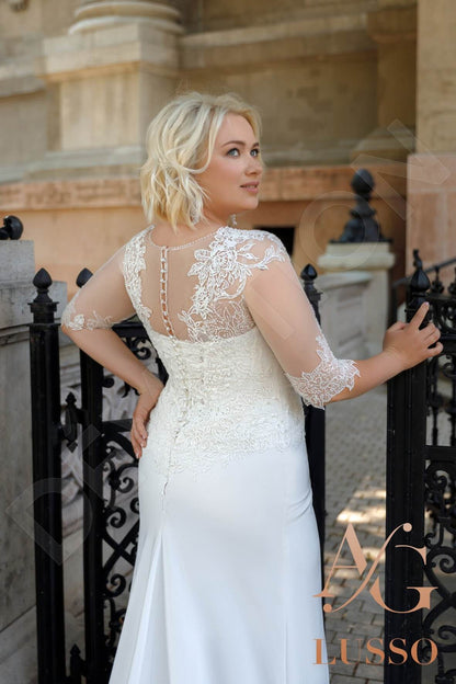 Alanis Full back Sheath/Column Half sleeve Wedding Dress 3