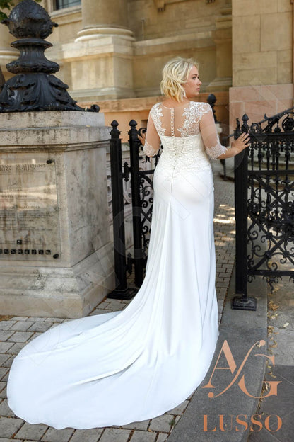 Alanis Full back Sheath/Column Half sleeve Wedding Dress Back