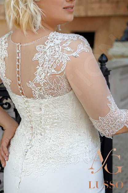 Alanis Full back Sheath/Column Half sleeve Wedding Dress 5