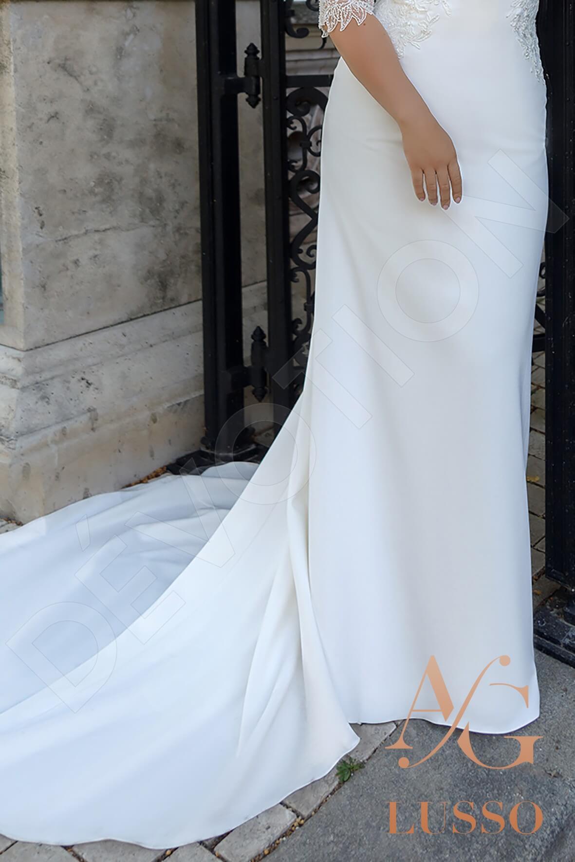 Alanis Full back Sheath/Column Half sleeve Wedding Dress 6