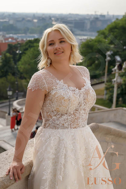Montea Full back A-line Short/ Cap sleeve Wedding Dress 2