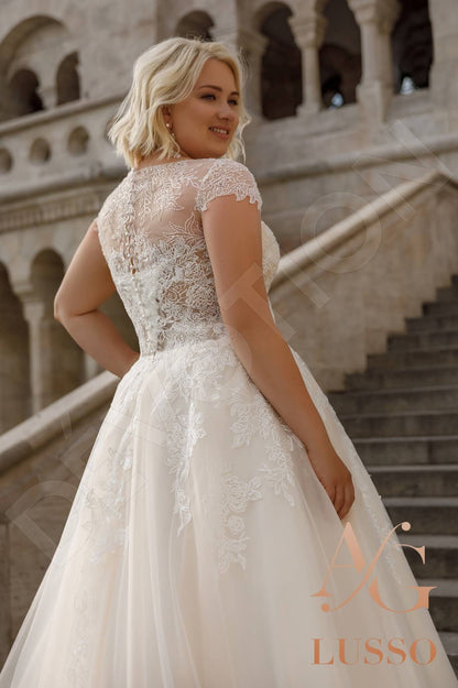 Montea Full back A-line Short/ Cap sleeve Wedding Dress 3