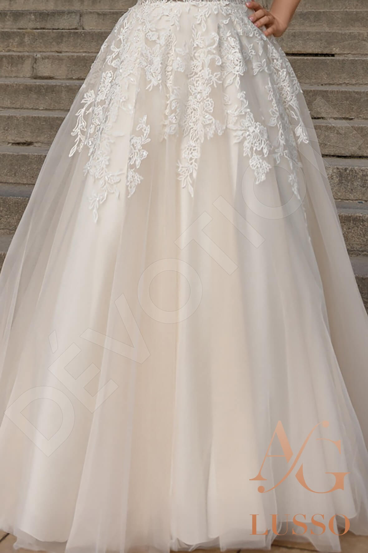 Montea Full back A-line Short/ Cap sleeve Wedding Dress 4