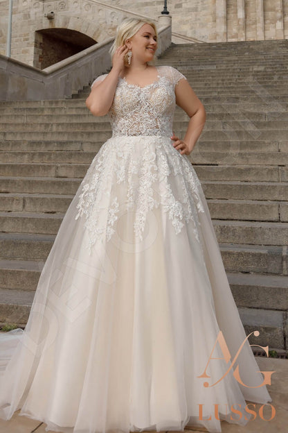 Montea Full back A-line Short/ Cap sleeve Wedding Dress Front