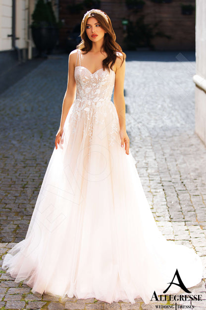 Mican Open back A-line Straps Wedding Dress 6