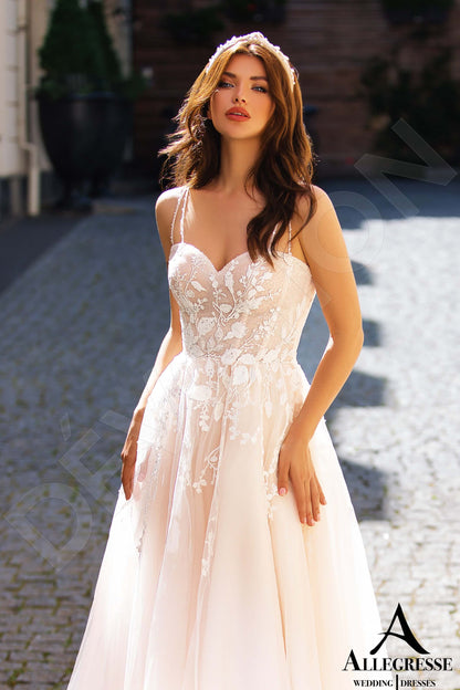 Mican Open back A-line Straps Wedding Dress 4