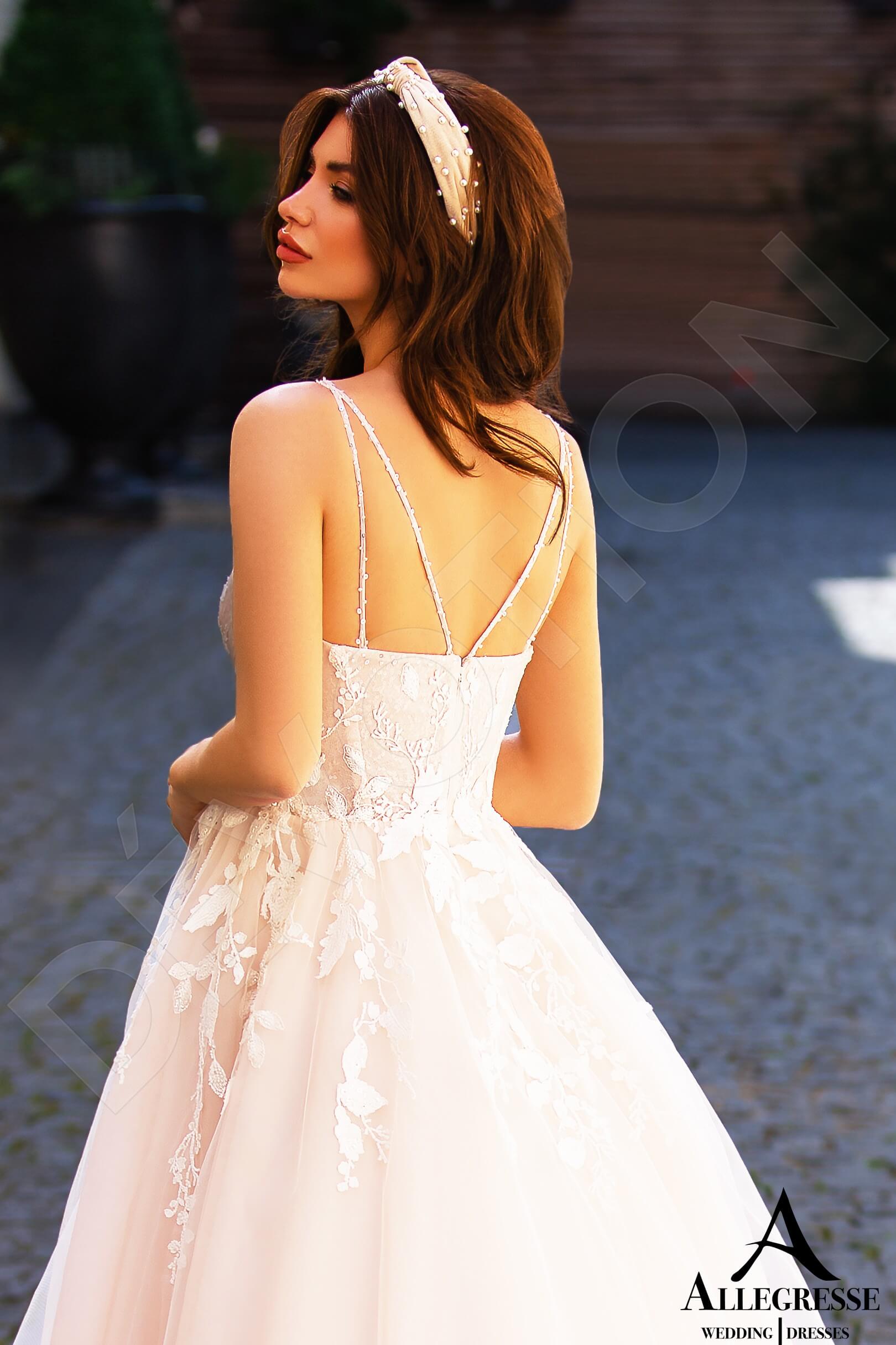 Mican A-line V-neck Milk PowderPink Wedding dress