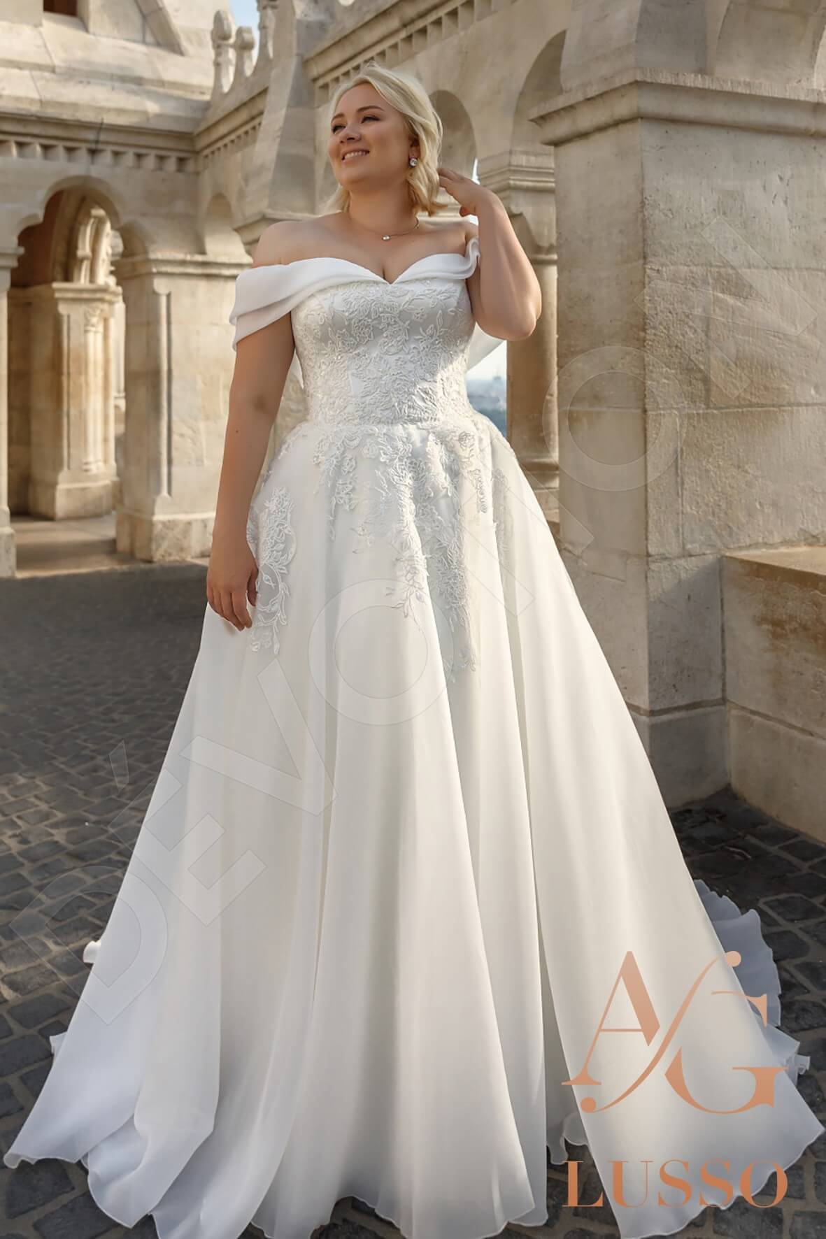 Penna A-line Off-shoulder/Drop shoulders Ivory Wedding dress