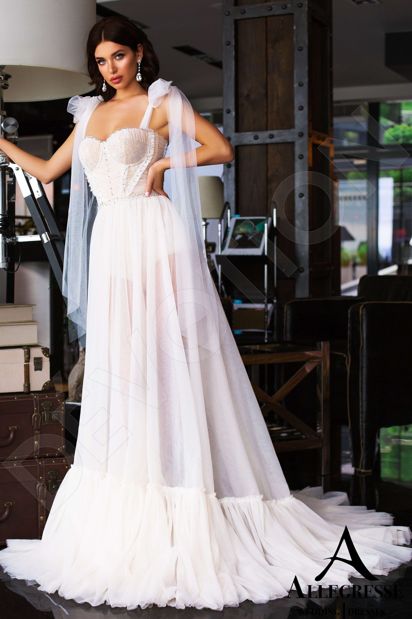 Nilsa Open back A-line Straps Wedding Dress Front