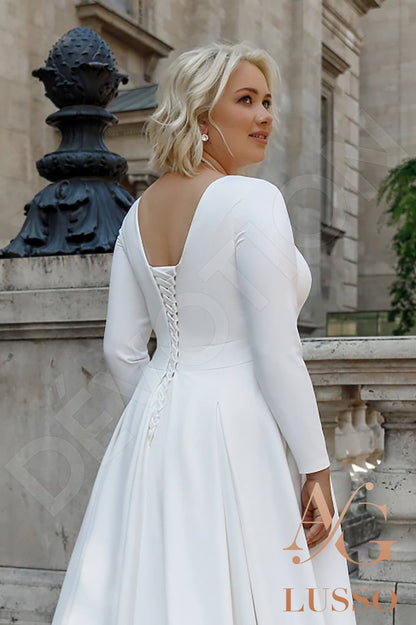 Elikson Full back A-line Long sleeve Wedding Dress 7