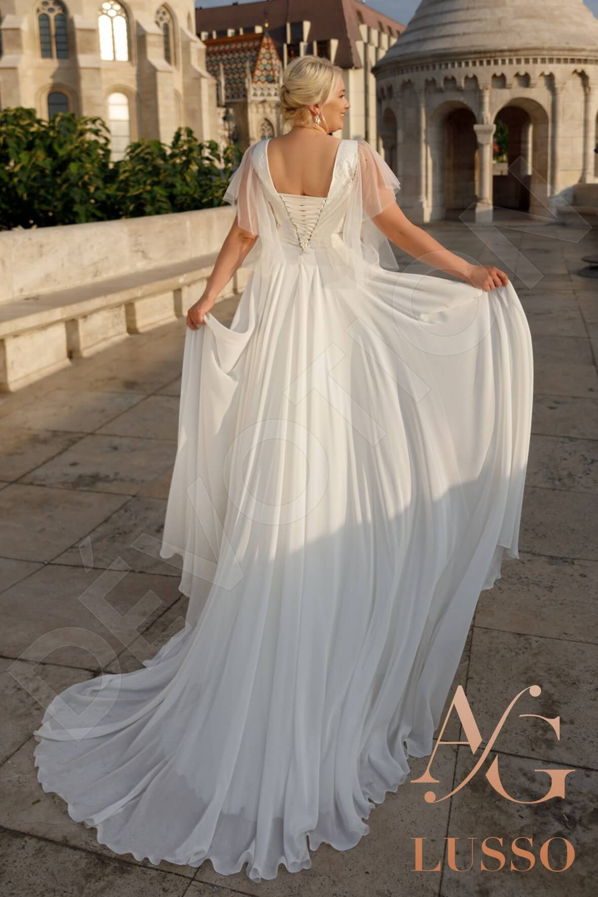 Hennon A-line Illusion Ivory Wedding dress