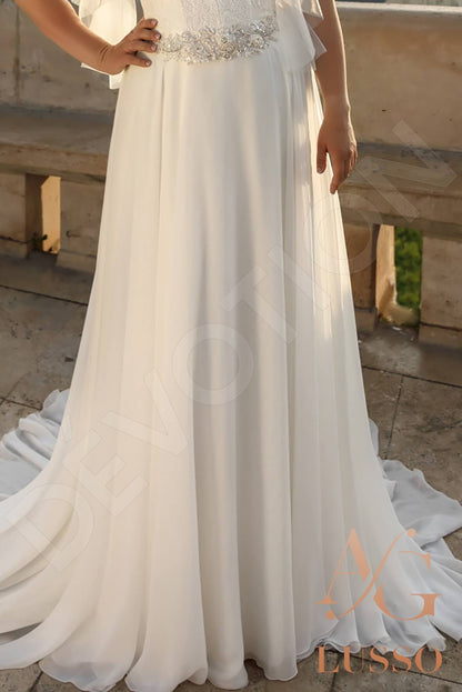 Hennon Full back A-line Short/ Cap sleeve Wedding Dress 5