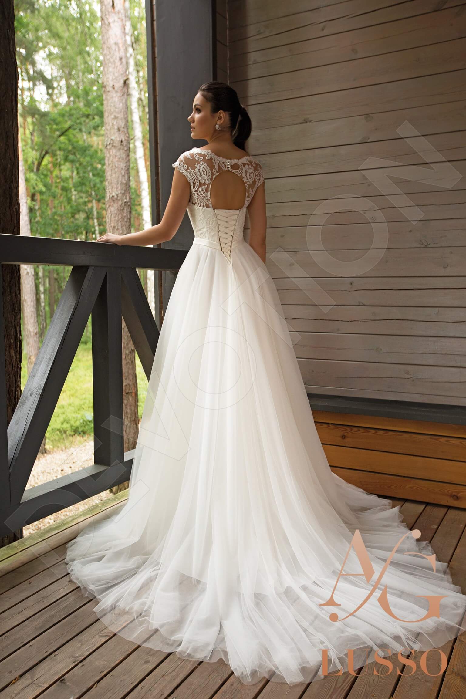 Idell A-line Boat/Bateau Ivory Wedding dress