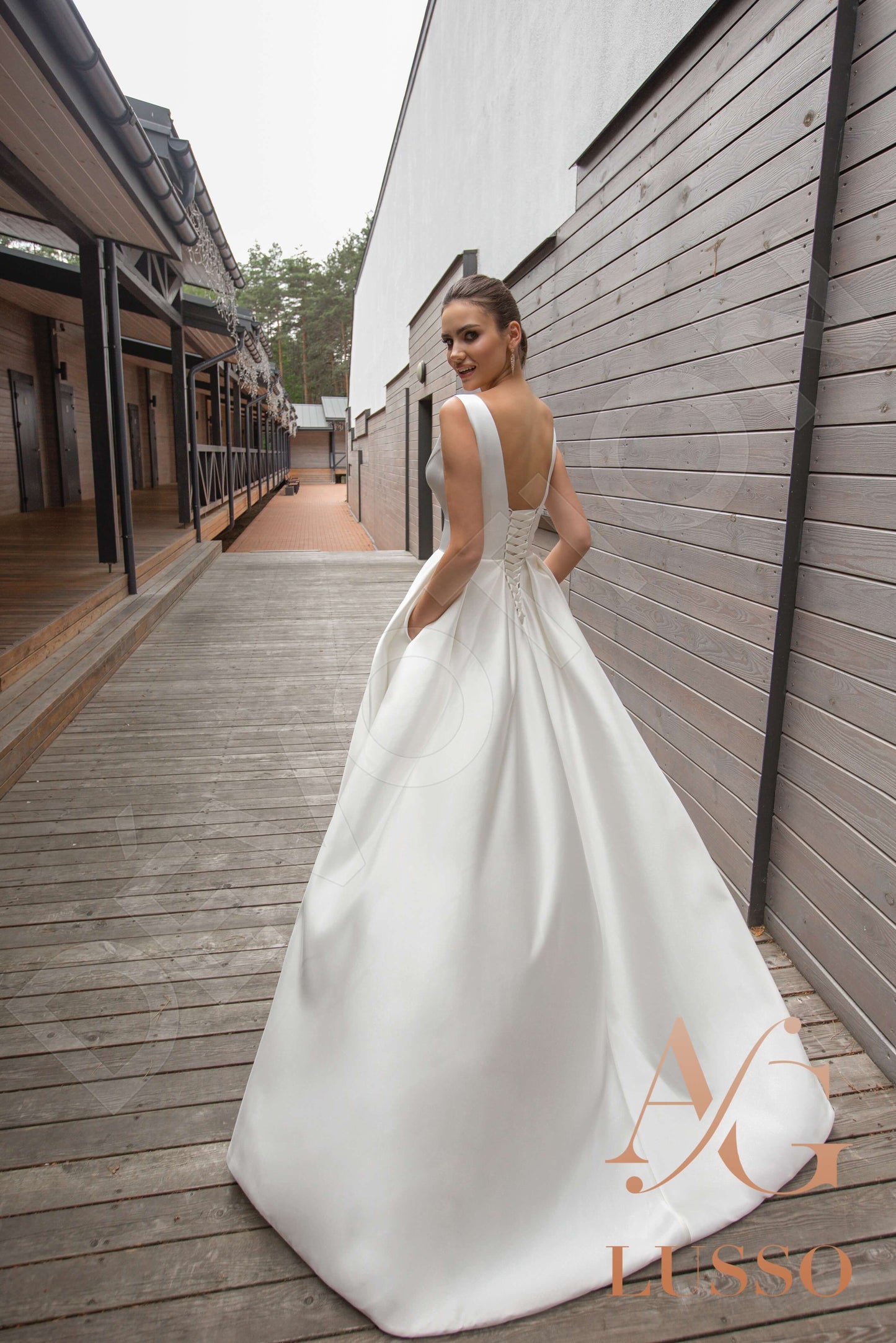 Kanya Lace up back A-line Sleeveless Wedding Dress Back