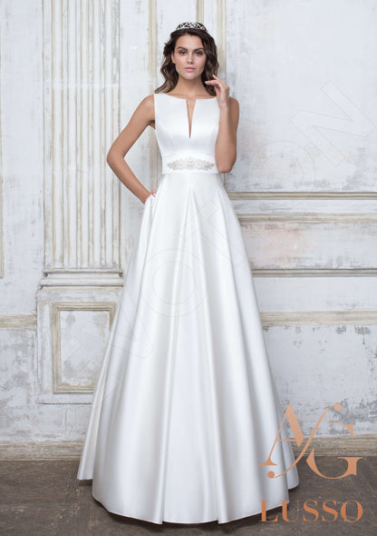 Oliva Open back A-line Sleeveless Wedding Dress Front