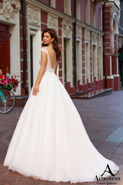 Ohanna Illusion back Princess/Ball Gown Short/ Cap sleeve Wedding Dress Back