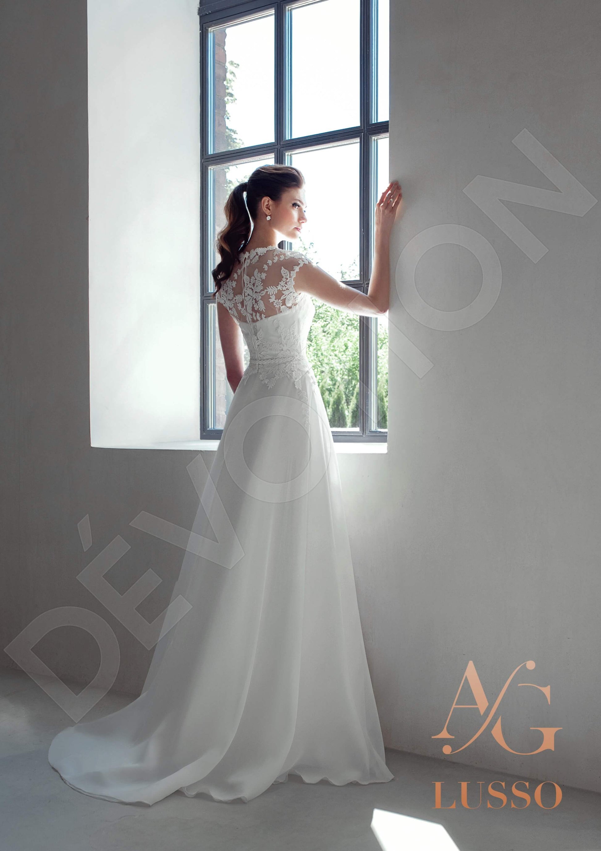 Danela A-line Jewel Ivory Wedding dress